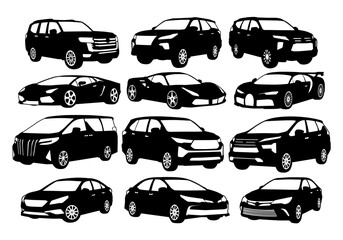 modern car vector silhouette view different