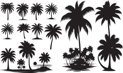 Obraz premium Palm Tree Silhouette on White Background