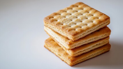 A crisp, white biscuit packet, its golden hue hinting at the delectable treat inside, sits proudly on a pristine, white background, ready to showcase its design to the world.