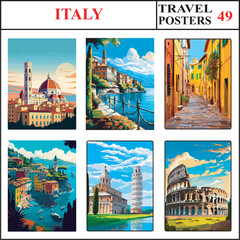 Italy Florence Bellagio Lucca Tuscany Travel Poster Wall Art Print Collection Set Part 49