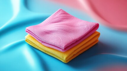 A realistic mockup of a pack of wet wipes, featuring vibrant colors and a textured surface, ready for branding and packaging design, promising cleanliness and hygiene.