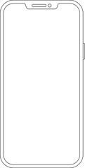 Outline line drawing modern smartphone. Elegant thin stroke line style design vector. Elegant thin line stroke style design smartphone.