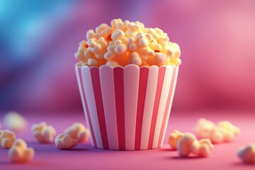 A full cup of popcorn and scattered pieces shown in view
