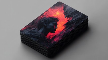 A sleek, minimalist trading card mockup, its surface featuring a vibrant, abstract design that evokes a sense of adventure and excitement, ready to be populated with the faces of your digital heroes.