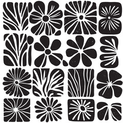 Set of Abstract Bizarre Matisse Hand Drawn Organic Shapes. Floral and Natural Abstract Design Elements for Posters, Emblem, Textile and Graphic Projects.