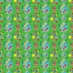 seamless floral pattern with easter egg green colorful wallpaper cover 