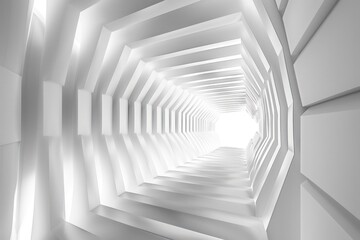 Abstract architecture background. 3D wall white intricate room. Modern Geometric Wallpaper....