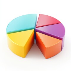 Obraz premium A colorful 3D pie chart showcasing various segments, representing data visualization and analysis.