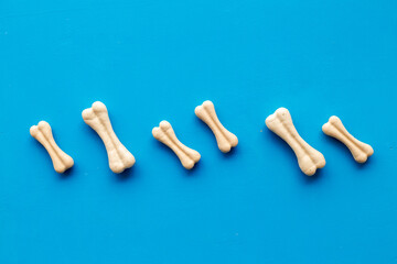 Dog chew bones for cleaning teeth and treats, top view