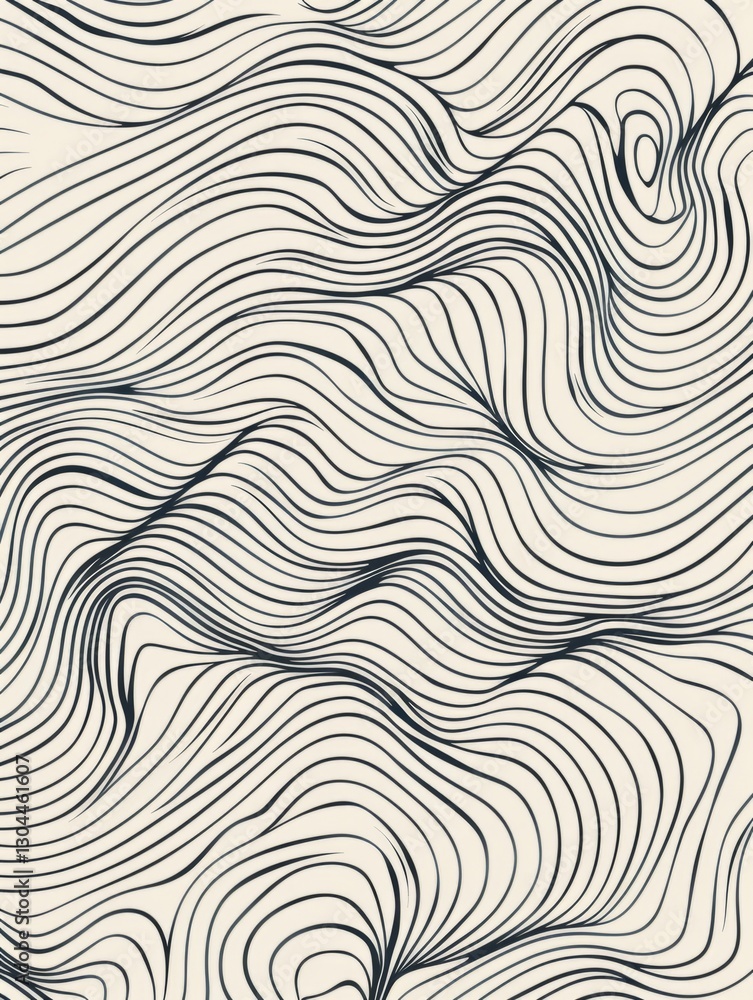 Poster a wavy, abstract pattern composed of curved lines that intertwine and flow harmoniously.