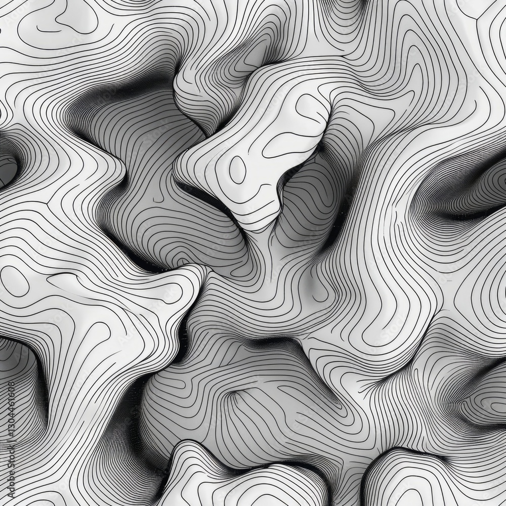 Poster a wavy, abstract pattern composed of curved lines that intertwine and flow harmoniously.