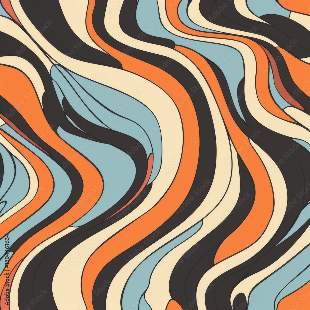 Poster a wavy, abstract pattern composed of curved lines that intertwine and flow harmoniously.