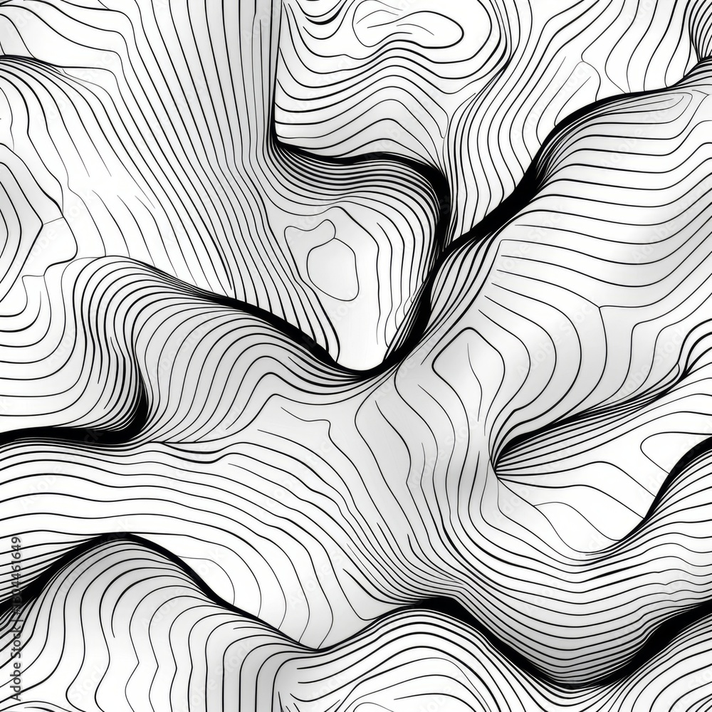 Poster a wavy, abstract pattern composed of curved lines that intertwine and flow harmoniously.