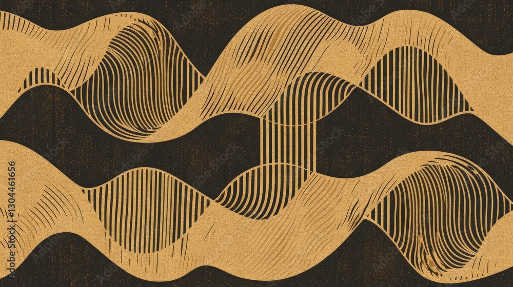 Poster a wavy, abstract pattern composed of curved lines that intertwine and flow harmoniously.