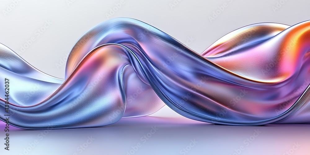 Poster colorful flowing fabric creates a captivating visual display of light and movement in a soft and mod