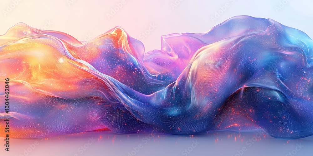 Poster abstract colorful wave with iridescent textures creating a mesmerizing visual effect in a dreamy lan