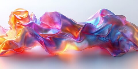 Fototapeta premium Colorful silk-like fabric flowing gently in a soft light, creating a mesmerizing wave effect