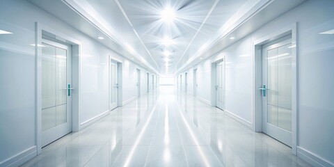 Obraz premium Bright White Hallway Interior, Clean Minimalist Architecture, Daylight Photography, Long Exposure, Modern Design