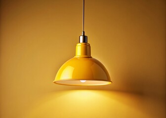 Obraz premium Bright Yellow Ceiling Lamp, Modern Interior Lighting, Cozy Home Decor