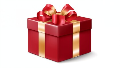 Obraz premium red gift box with red and gold ribbon bow
