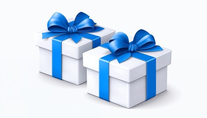 white gift box with blue ribbon