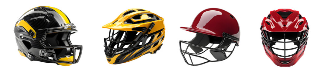 Fototapeta premium Various Sports Helmets for Safety in Football, Baseball, and More
