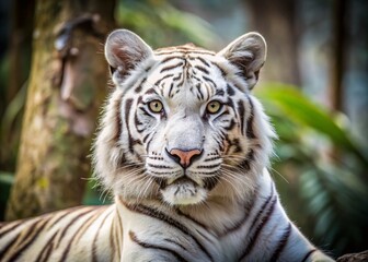 Captive White Tiger Cub, Three Years Old, Documentary Style Photograph