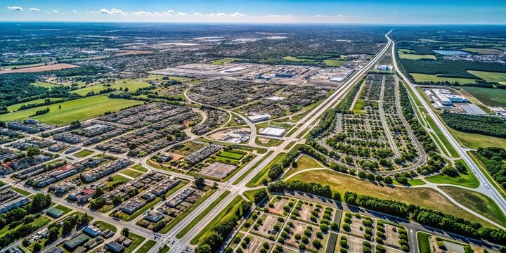 Fototapeta Cat Spring, Texas Aerial Street Map - Black and White Bird's Eye View