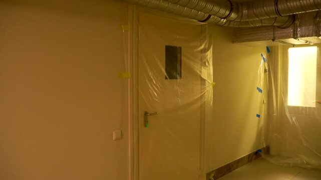 Installation work. dustproofing of the door