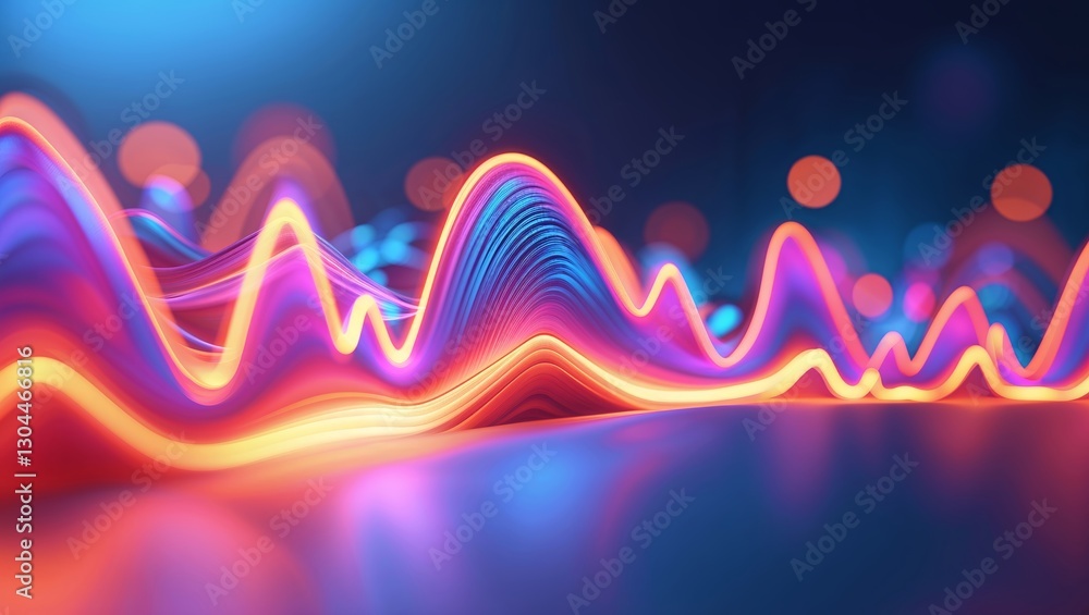 Poster vibrant sound waves illuminated in colorful patterns create an engaging visual display in a digital 
