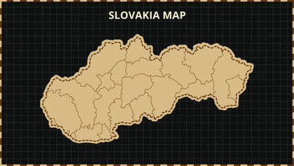 A Map highlighting Slovakia Map, Slovakia modern map with Gold and Black Color Hi detailed Vector, geographical borders, Slovakia Map Vector Illustration