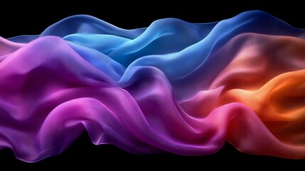 Fluid silk drapes softly showcasing vibrant ombre hues. AI Generated
