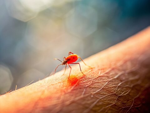 Close-up Blurred Photo of Leg with Red Insect Bite Mark - Long Exposure