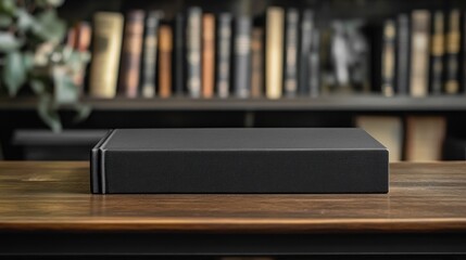 A pristine slipcase, its smooth, matte surface reflecting the soft light, awaits the unveiling of a captivating book cover, its blank canvas ready to tell a story.
