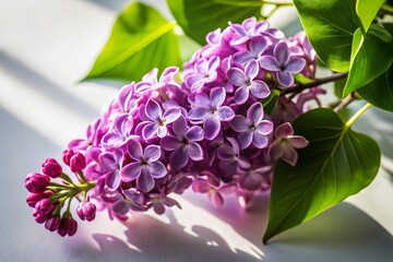 Close-up Lilac Branch, Vertical, Harsh Noon Shadows, Urban Exploration Photography