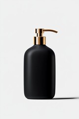 Fototapeta premium Sleek black bottle with elegant gold pump, showcasing modern min