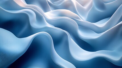 Fototapeta premium Serene Blue Fabric Waves Softly Undulate Light Reflects Beautifully. AI Generated