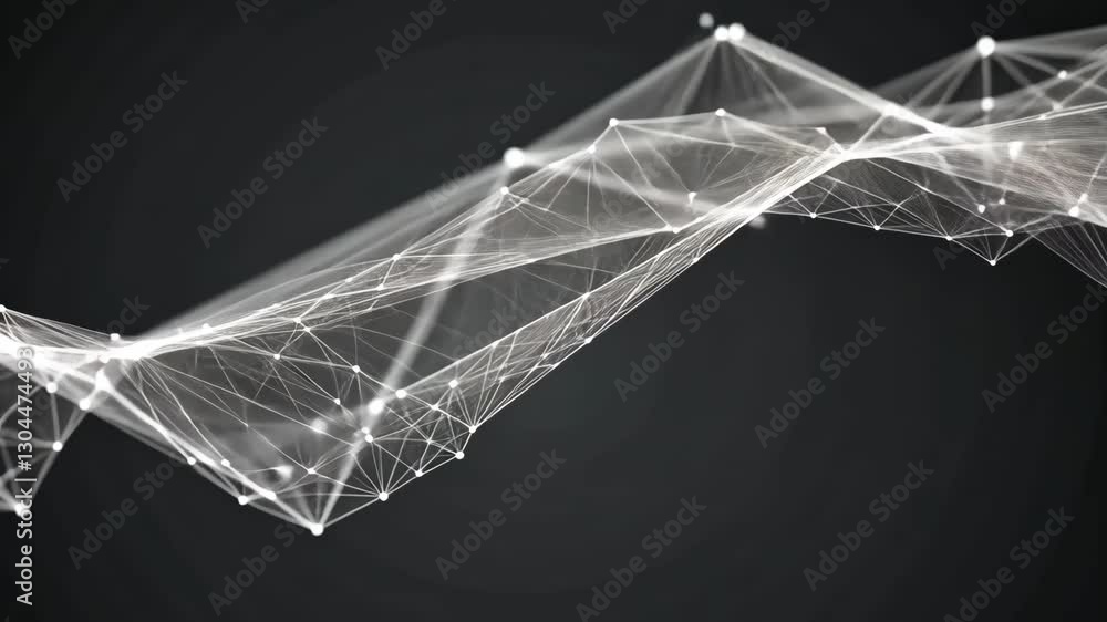 Poster smooth white wave grid with dotted texture on a dark abstract background