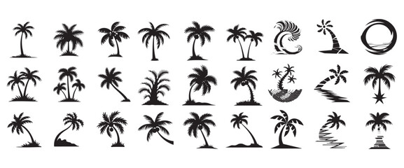 Highly Detailed Tree Silhouettes  Tree SilhouettesEven More Ultimate Tree collection, 27detailed, different tree vectors Set of palm trees silhouette