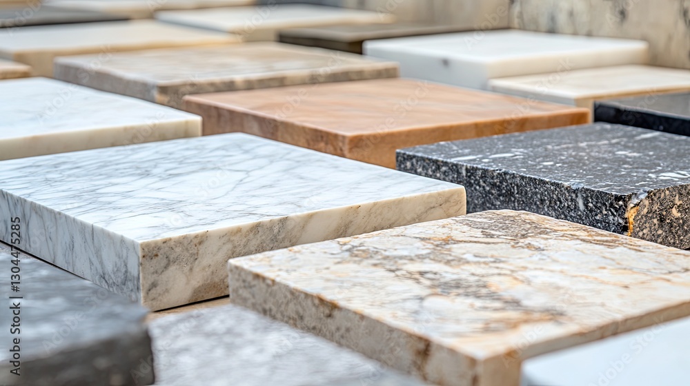 Poster different stone slabs arranged in neat pattern showcasing unique