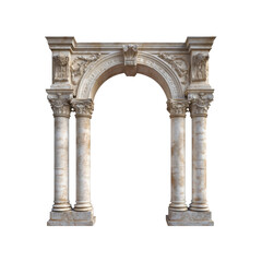 Obraz premium This arch pillar features ornate carvings and smooth columns, suitable for architectural and design projects with a transparent backdrop.