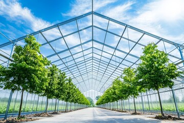 Fototapeta premium Commercial warehouse building construction site with multiple materials and the frame of the building on display