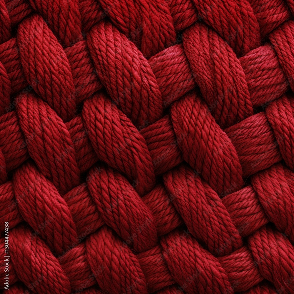 Poster red braided rope texture background for design and textile applications, copy space for text