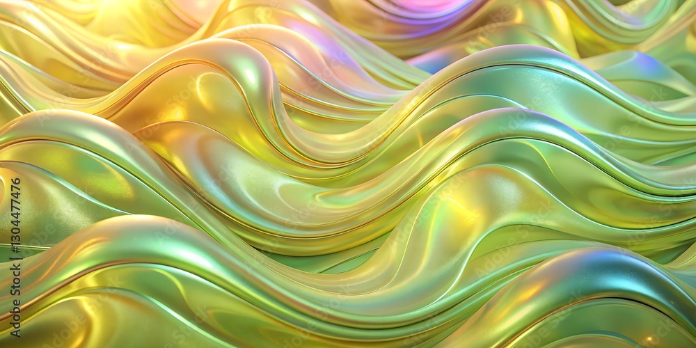 Aufkleber abstract holographic waves in vibrant colors creating a dynamic visual experience background, wallpa