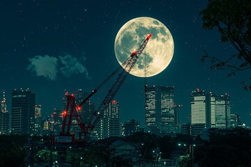 Industrial development involves construction site engineering and building under construction
