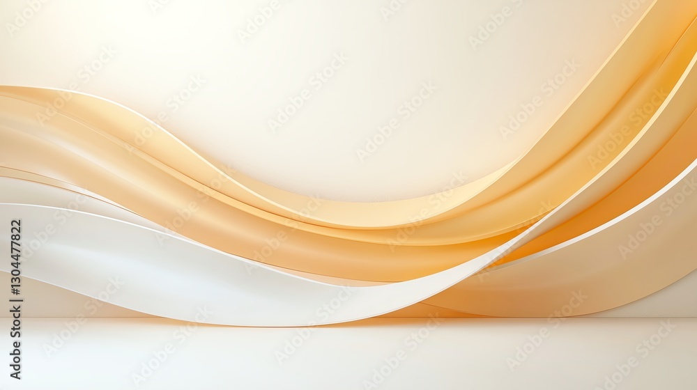 Poster elegant abstract waves in soft orange and cream colors creating a smooth flowing design.