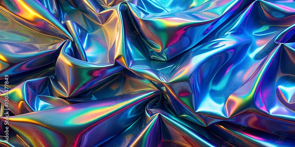 Poster colorful abstract holographic foil background creates a mesmerizing visual effect with shimmering te