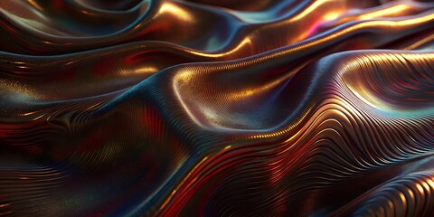 Obraz premium Vibrant abstract holographic foil background showcasing fluid patterns with a dynamic interplay of colors