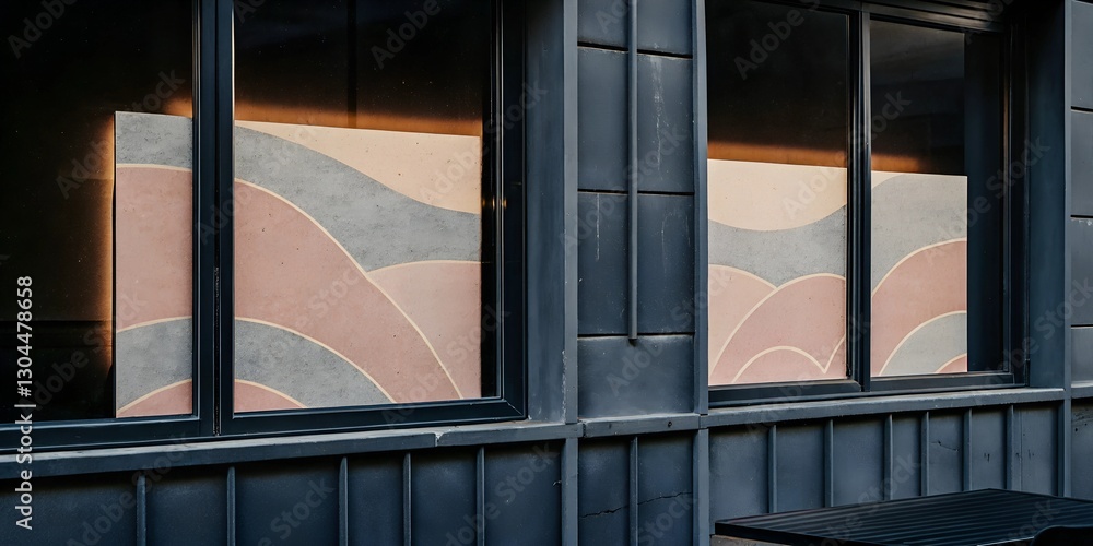 Aufkleber intriguing abstract aesthetic background reflecting harmonious colors through modern architecture