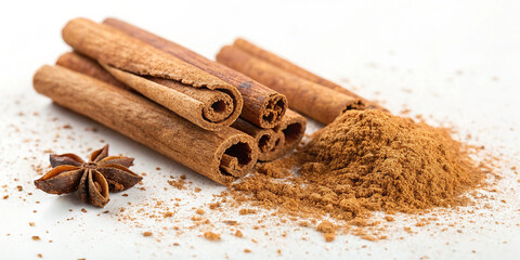 Cinnamon with powder.